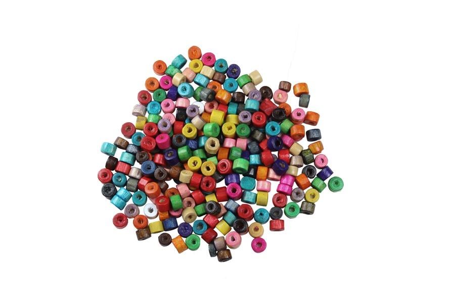 Renkli Ahşap Silindir Boncuk 