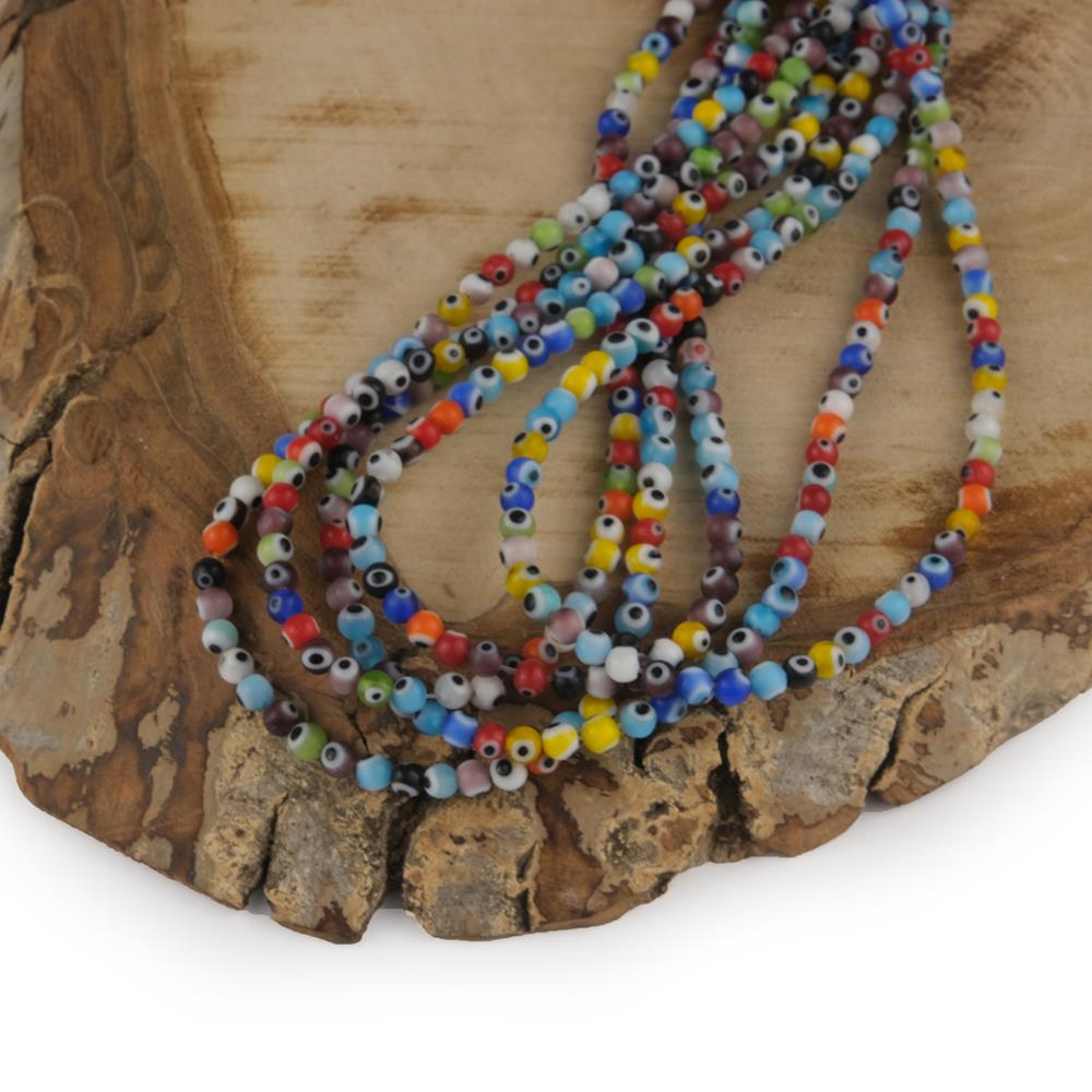 Renkli Cam Nazar Boncuk 4 mm 