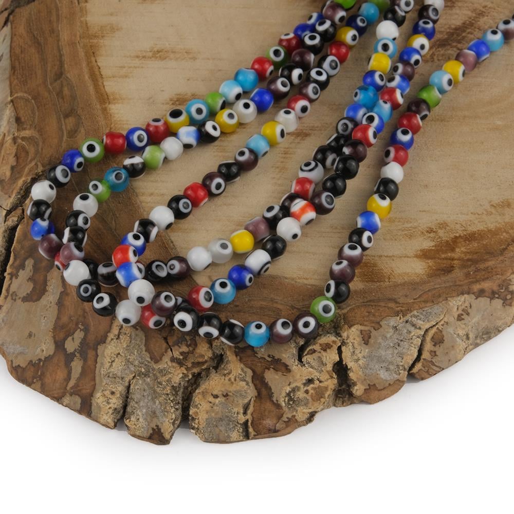 Renkli Cam Nazar Boncuk 6mm