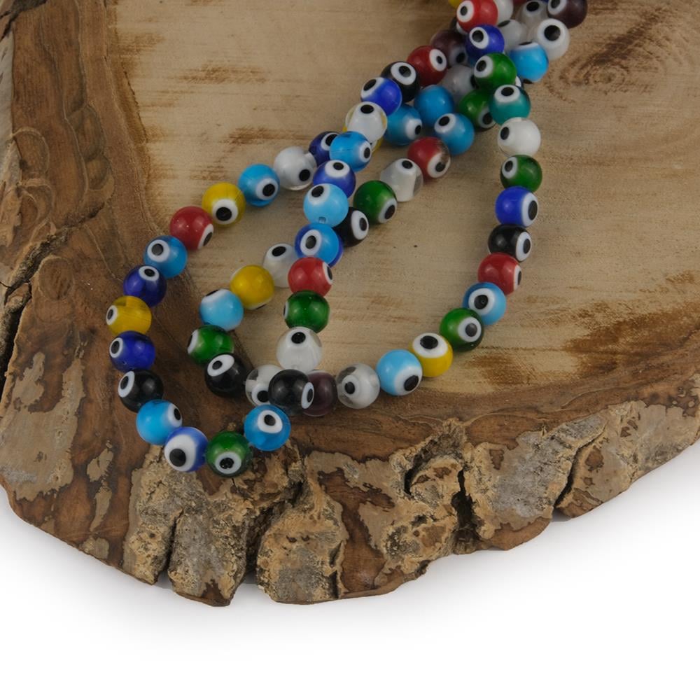 Renkli Cam Nazar Boncuk 8mm