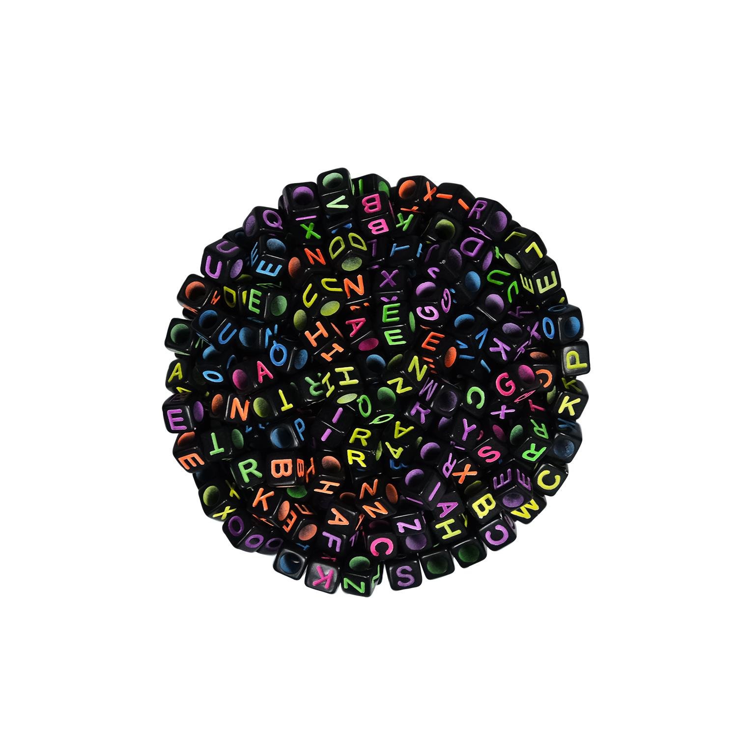 Renkli Plastik Küp Harf Boncuk Siyah