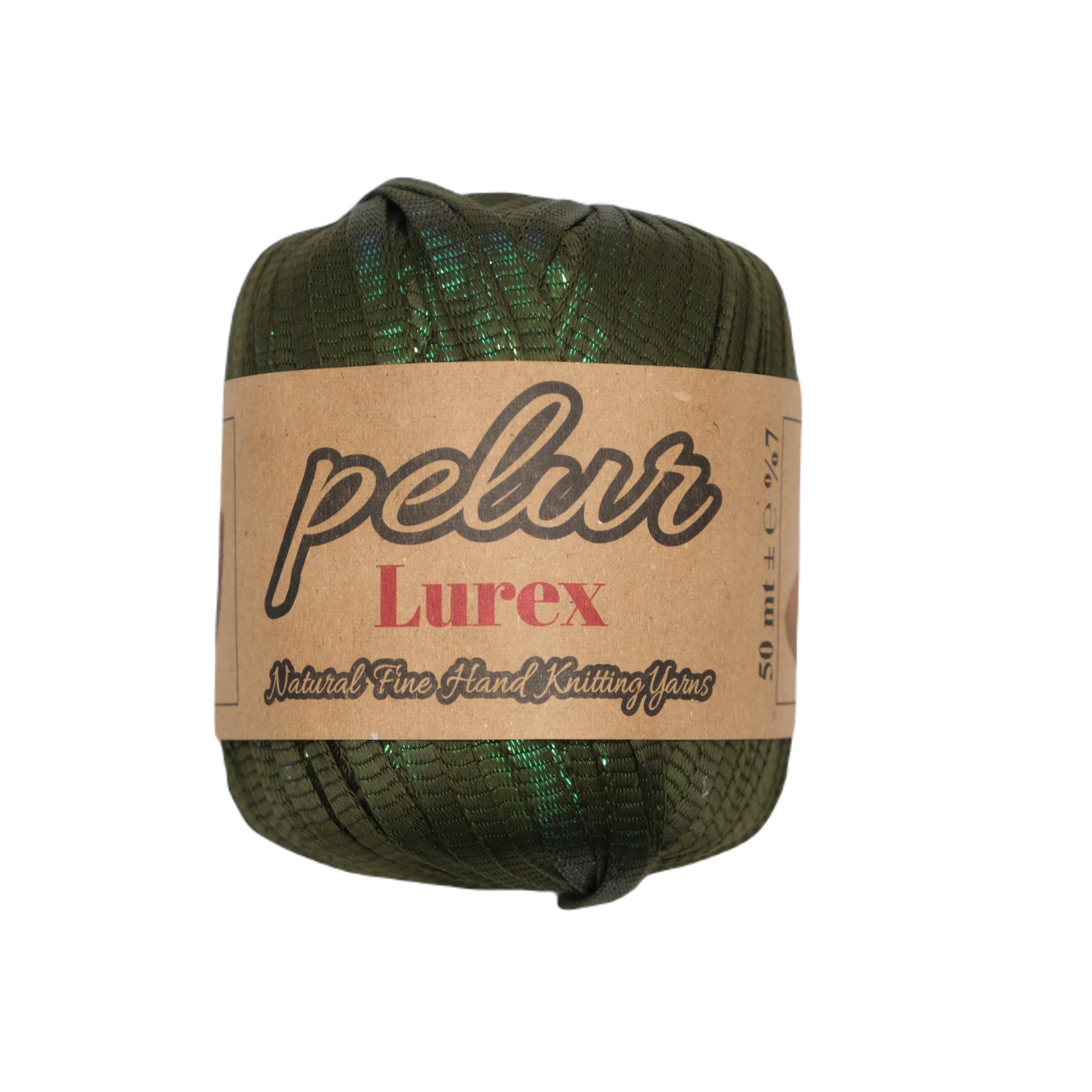 Ribbon Lurex Janjan Yaprak Yeşil El Örgü İpi