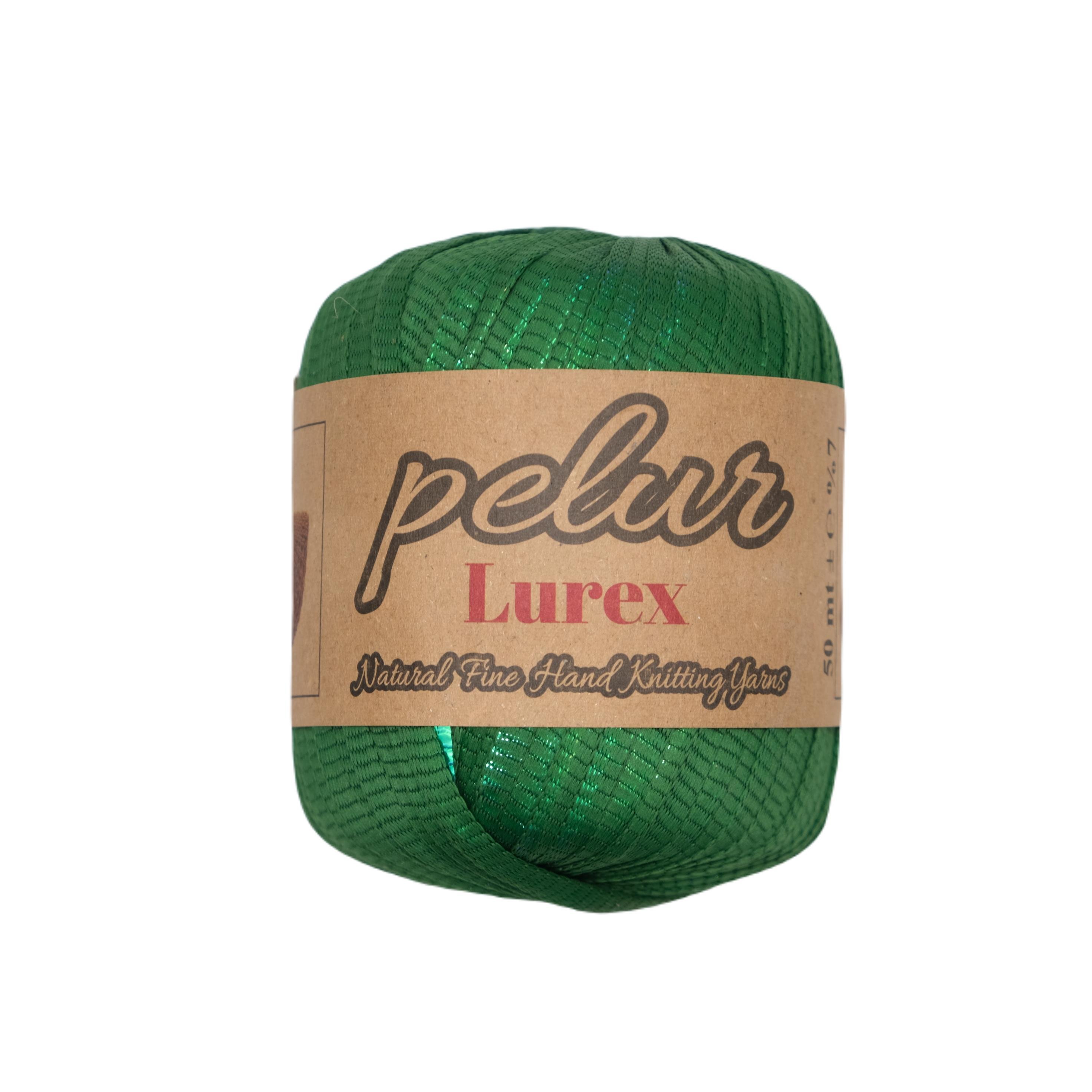 Ribbon Lurex Janjan Yeşil El Örgü İpi