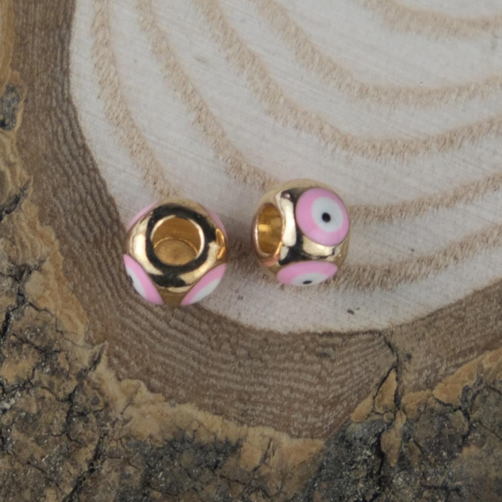 Sarı Metal Pembe Nazar Boncuk Takı ve Aksesuar Aparatı