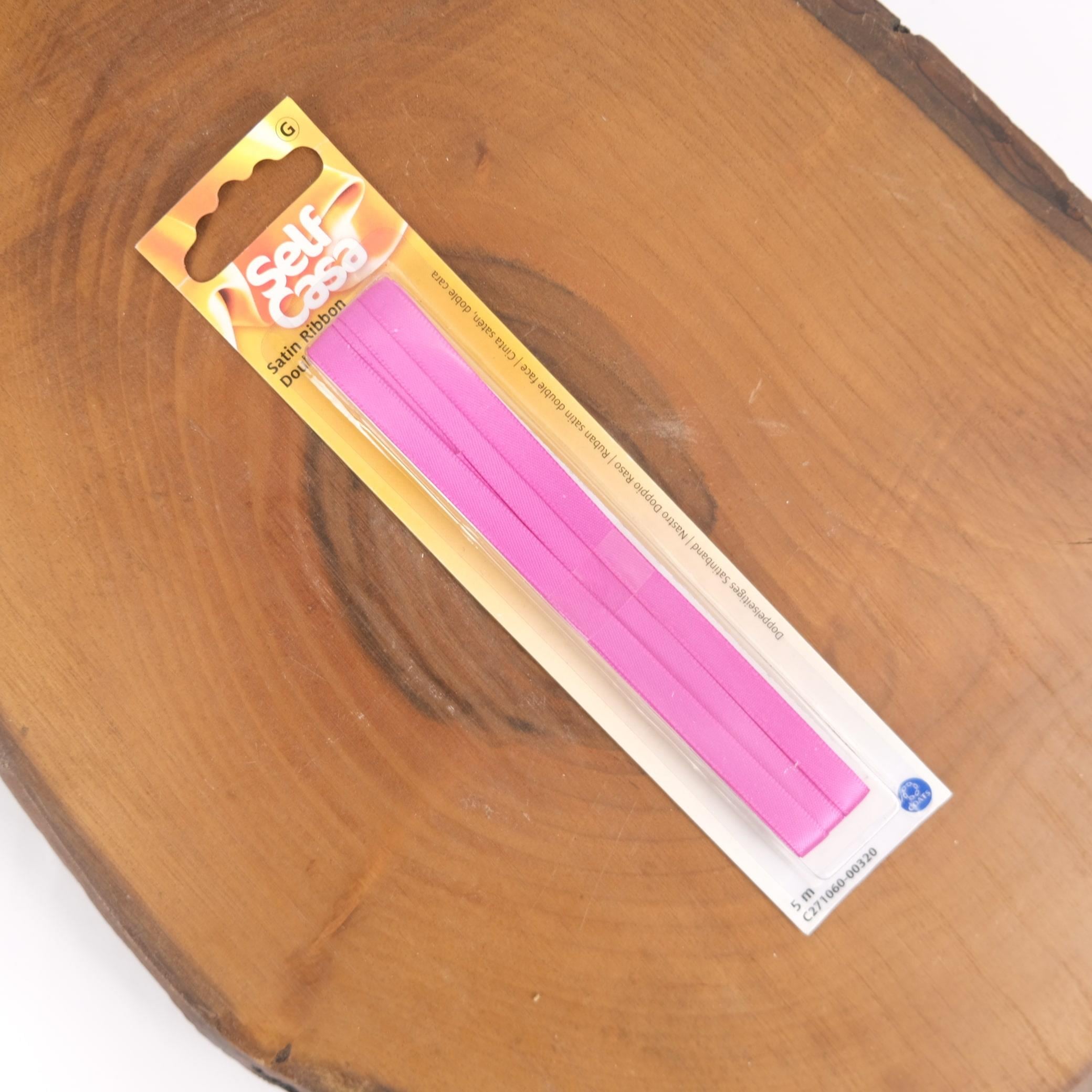Saten Fuşya Pembe Kurdele 6 mm Çift Taraflı