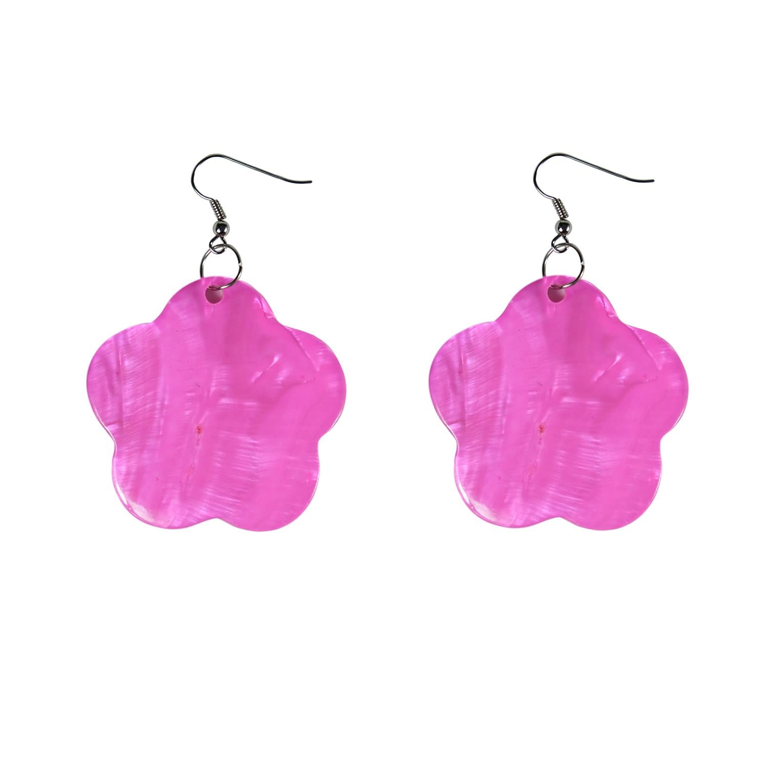 Sedef Çiçek Küpe  Fuşya