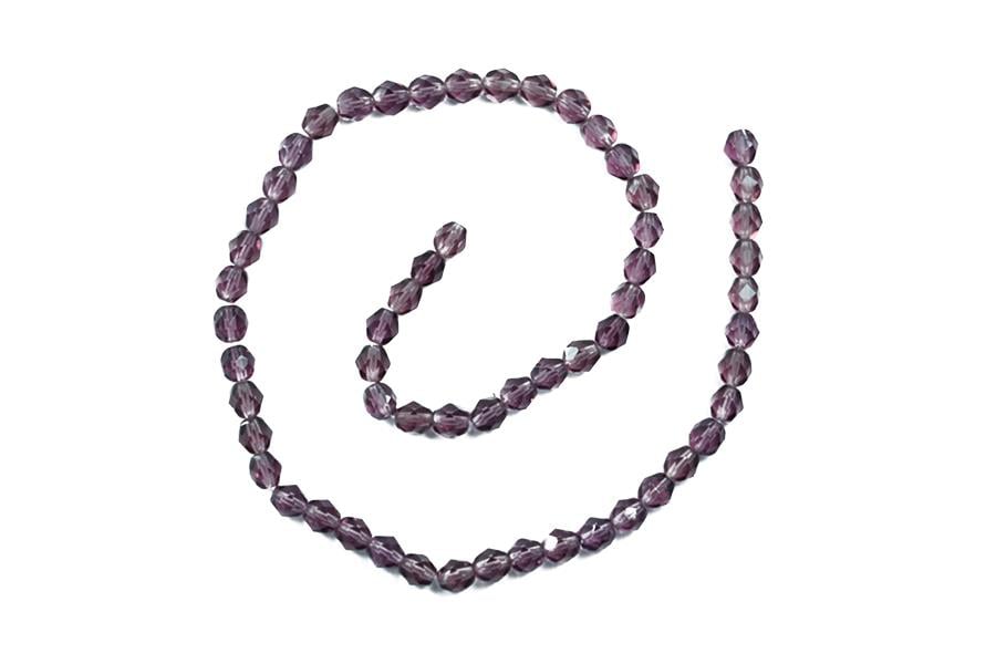 Şeffaf Mor Renk Çek Kristali 6 mm