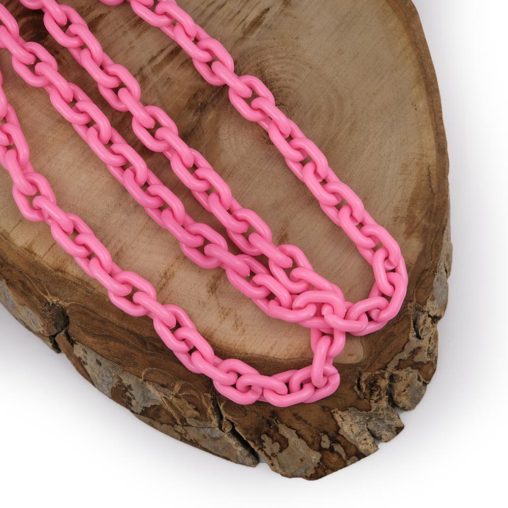 Şeker Pembe Plastik Zincir Geçmeli Çanta ve Aksesuar Zinciri