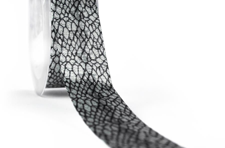 Siyah Ağ Desenli Grogren Kurdele