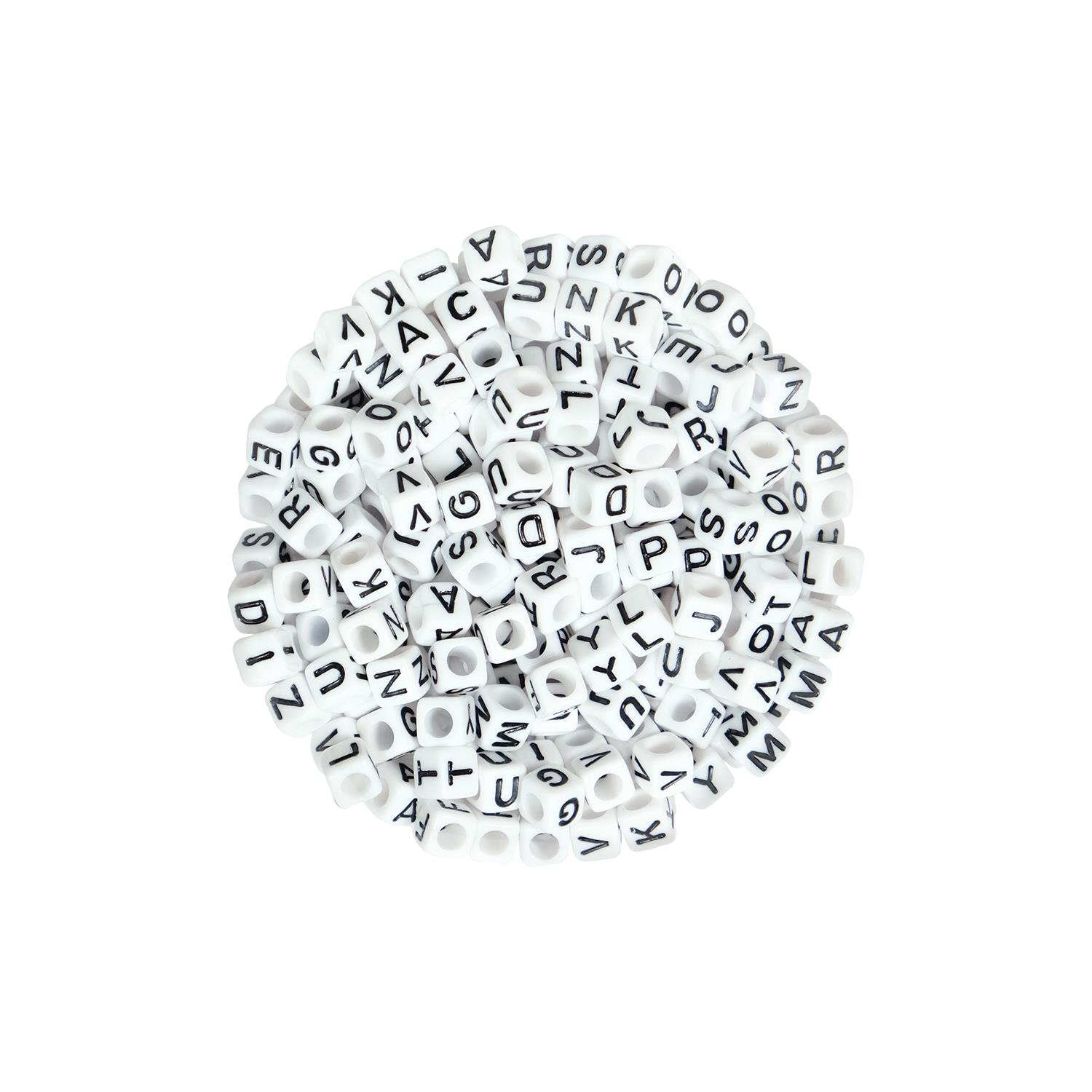 Siyah Beyaz Plastik Karışık Küp Harf Boncuk