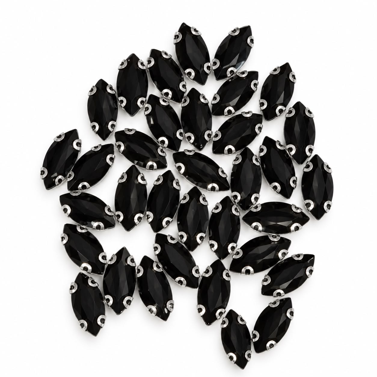 Siyah Mekik Model Dikme Taş 7 x 15 mm 100 Adet