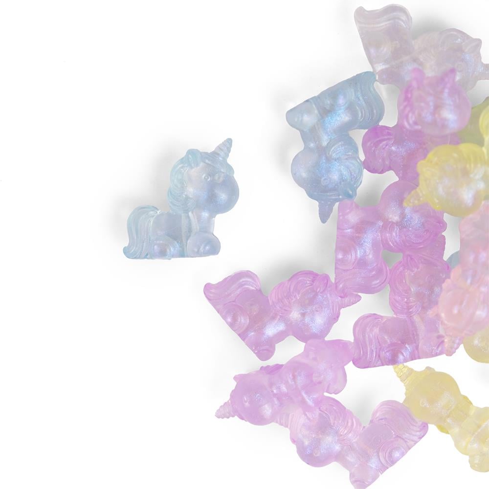 Soft Renkli 3 Boyutlu Unicorn 0Figür Anahtarlık Aksesuar Plastik Boncuk 5 Adet