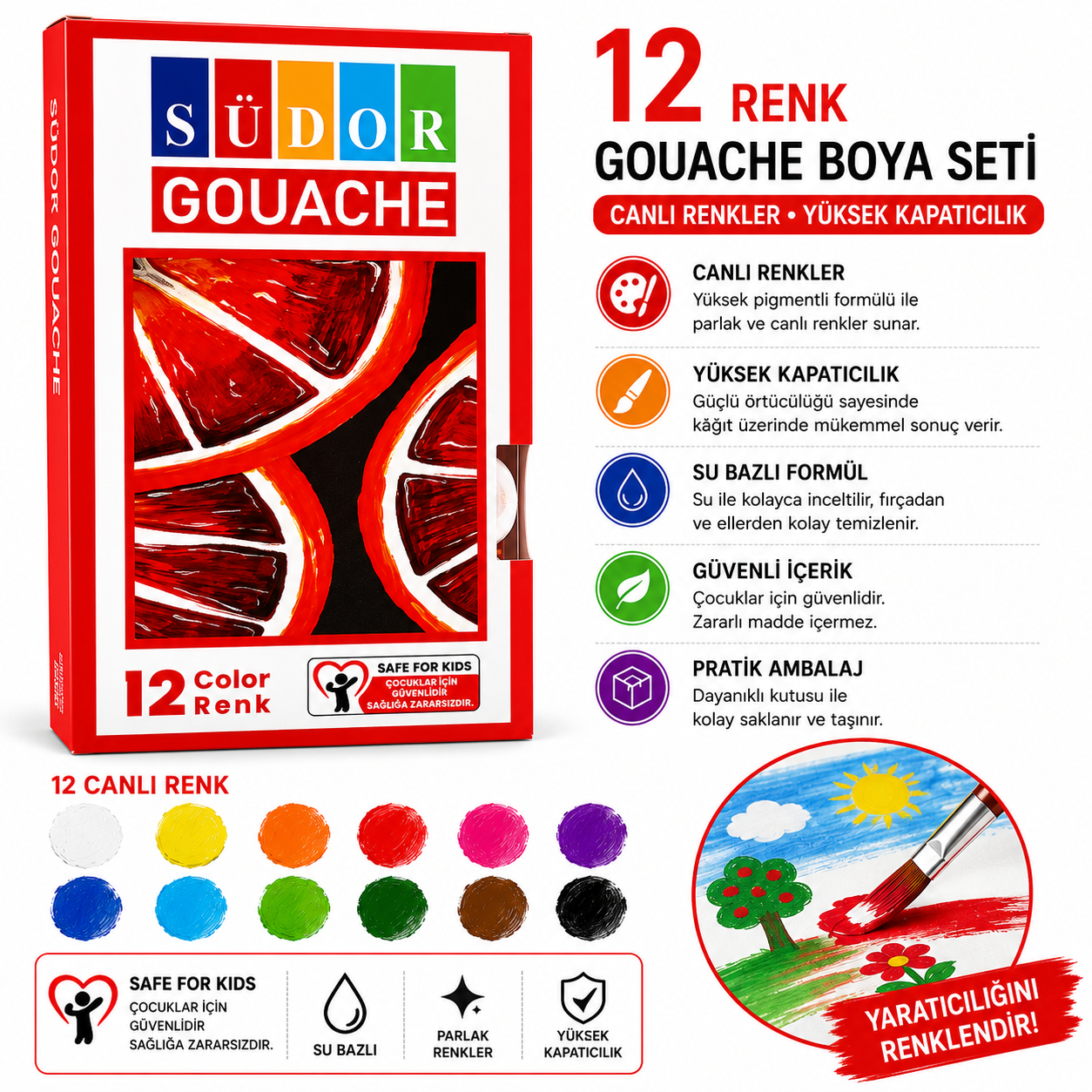 Südor Guaj Boya Set 20 ML 12 Renk