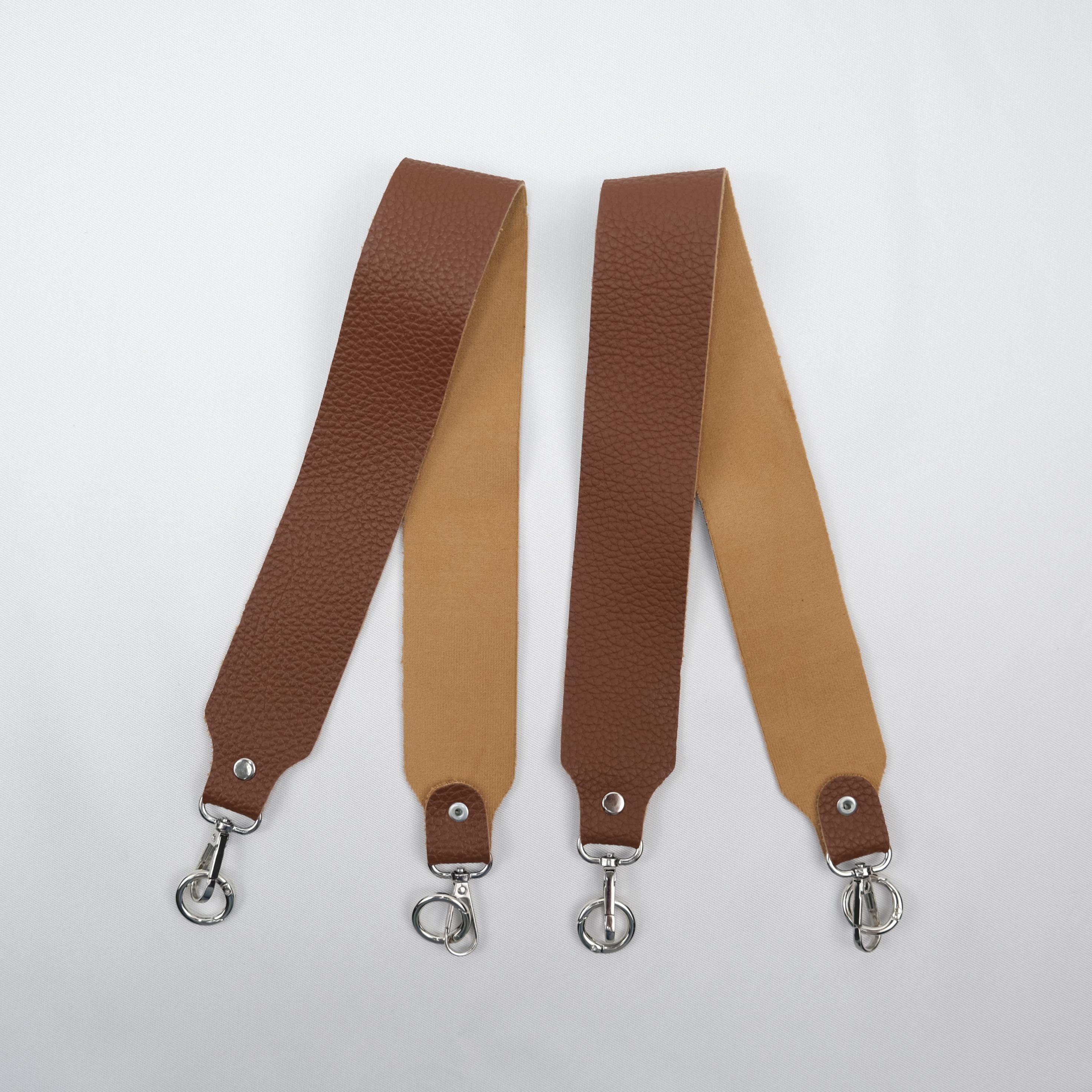 Taba Deri Çanta Sapı Çifti Gümüş Renk Yaylı Halkalı