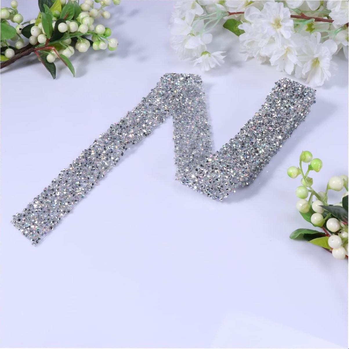 Ütüyle Yapışan Gümüş Taşlı Şerit 1 Cm