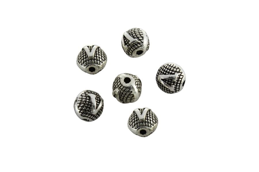 V Harfli Metal Yuvarlak Boncuk