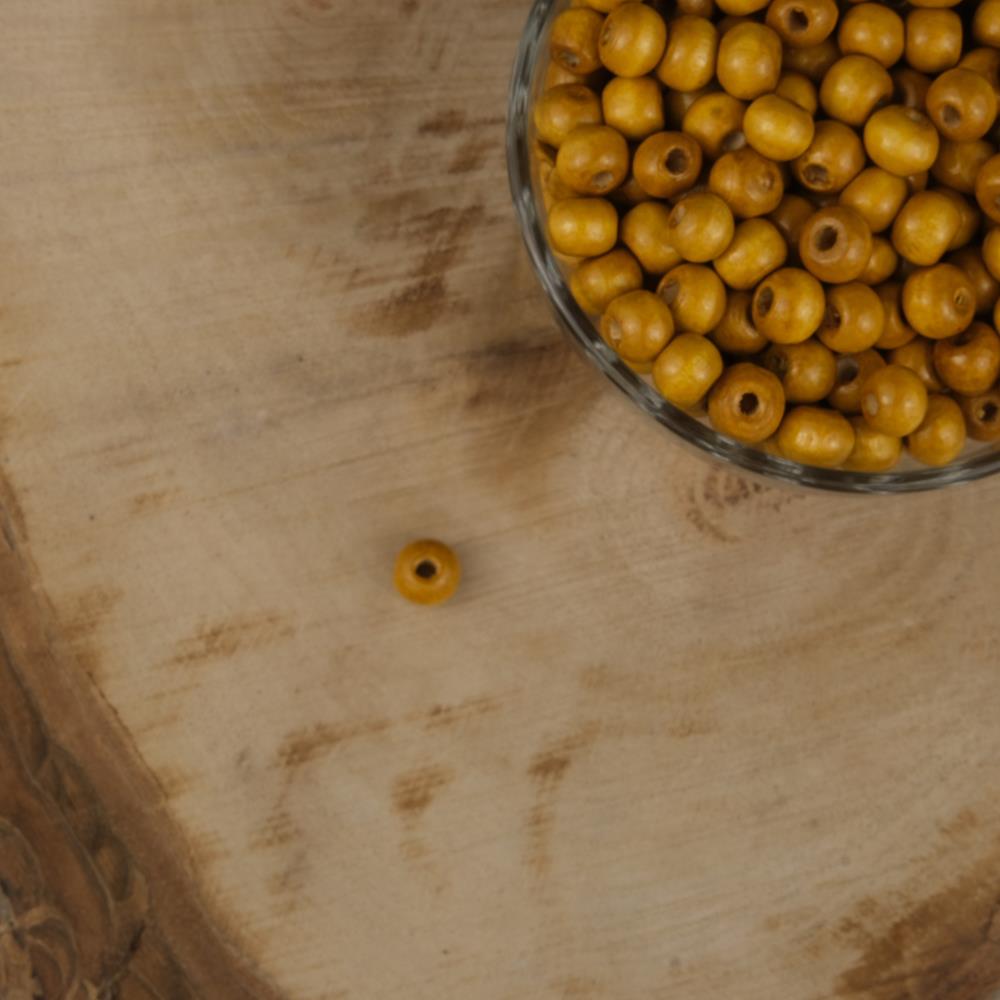 Vernikli Açık Kahve Ahşap Boncuk 8 mm İşlenmemiş Ahşap Boncuk 1 Kg   