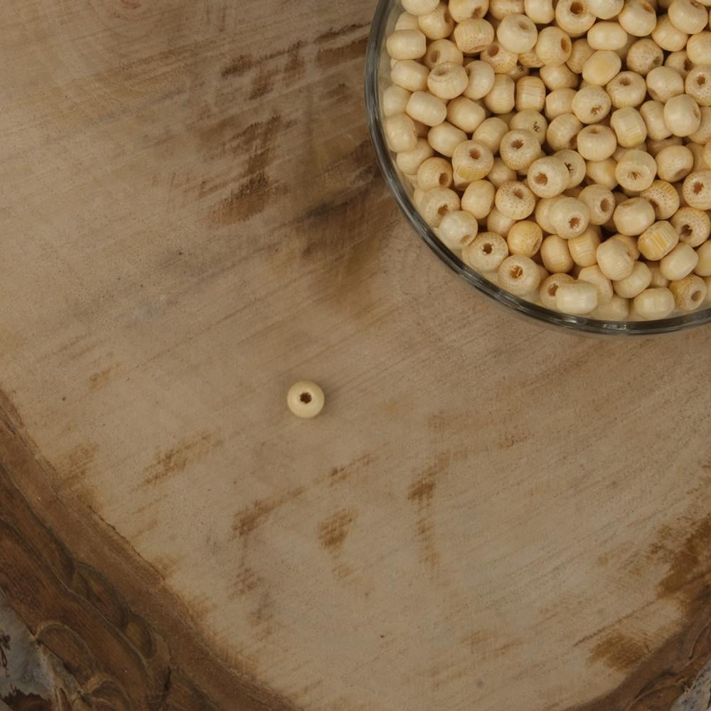 Vernikli Ahşap Boncuk 6 mm İşlenmemiş Ahşap Boncuk 1 Kg   