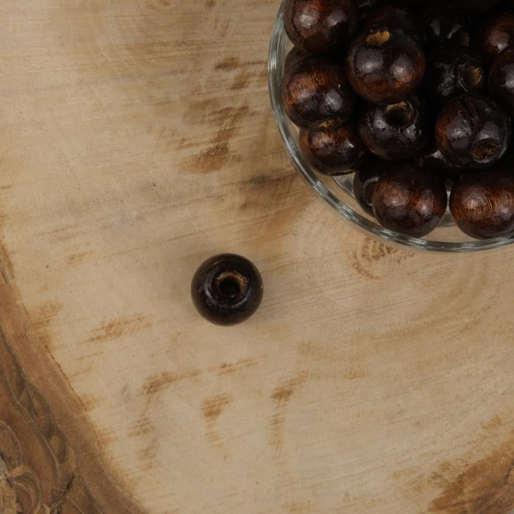 Vernikli Koyu Kahve Ahşap Boncuk 18 mm İşlenmemiş Ahşap Boncuk 1 Kg