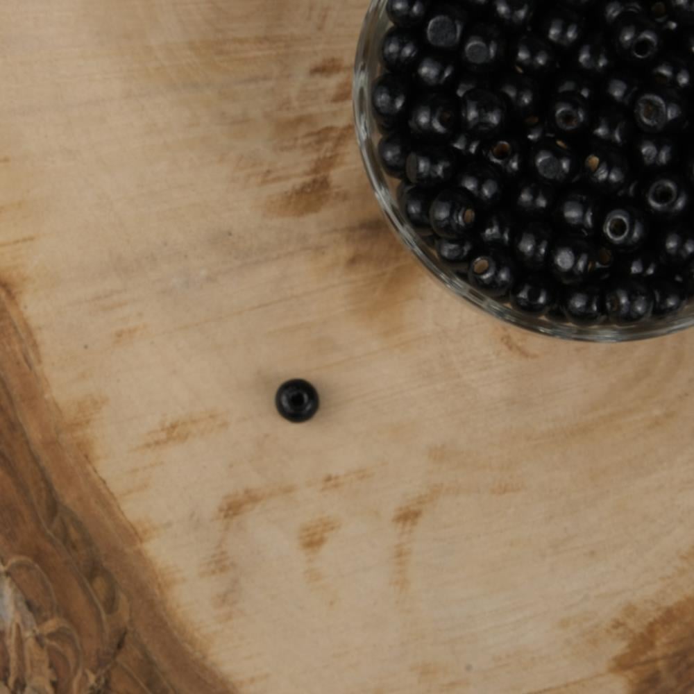 Vernikli Siyah Ahşap Boncuk 8 mm İşlenmemiş Ahşap Boncuk 1 Kg   