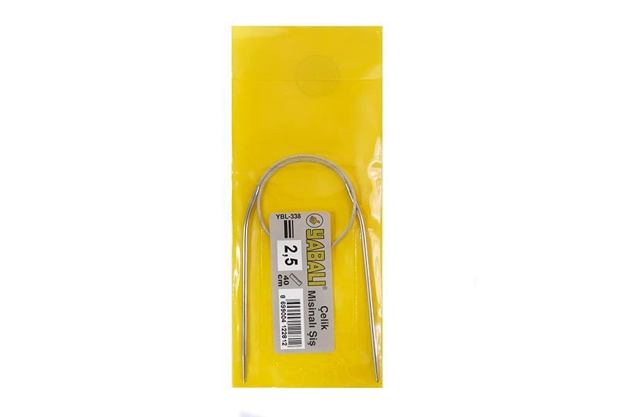 Yabalı Çelik Misinalı Örgü Şiş 40 cm 2,5 mm