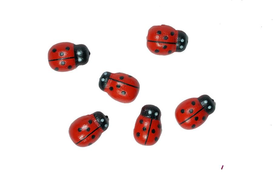 Yapışkanlı Ahşap Uğur Böceği Kırmızı 20 mm  50 Adet