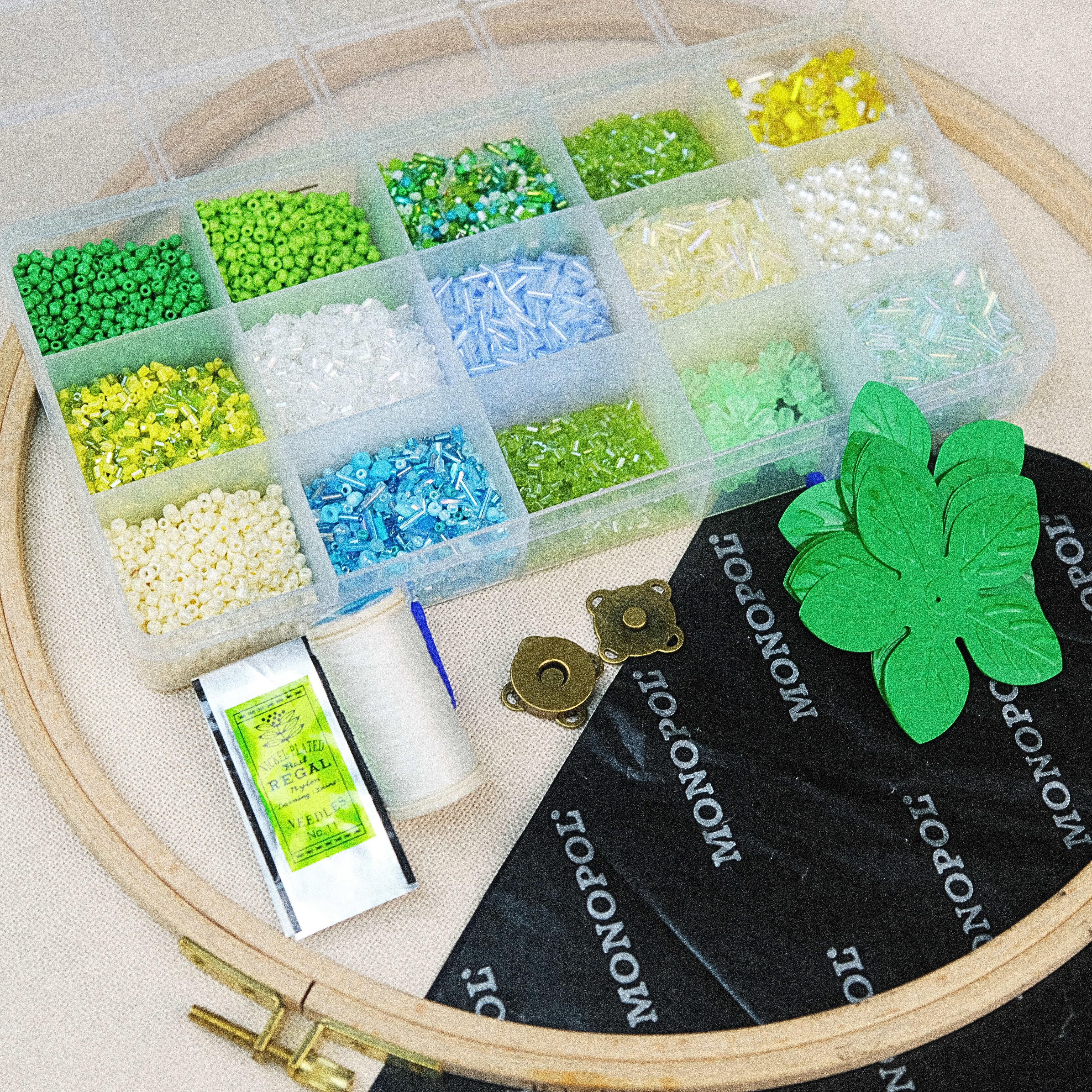 Yeşil Tonları Boncuklu Çanta Yapım Seti 16 Farklı Model Boncuk ve Tüm Malzemeler