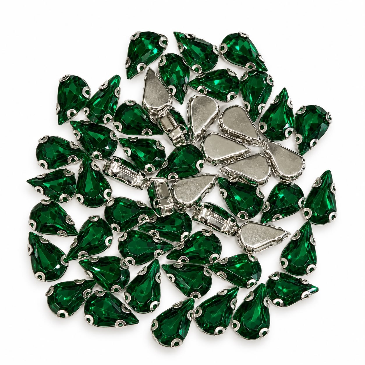 Zümrüt Yeşili Armut Kasalı Dikme Taş 10 × 14 mm – 100 Adet