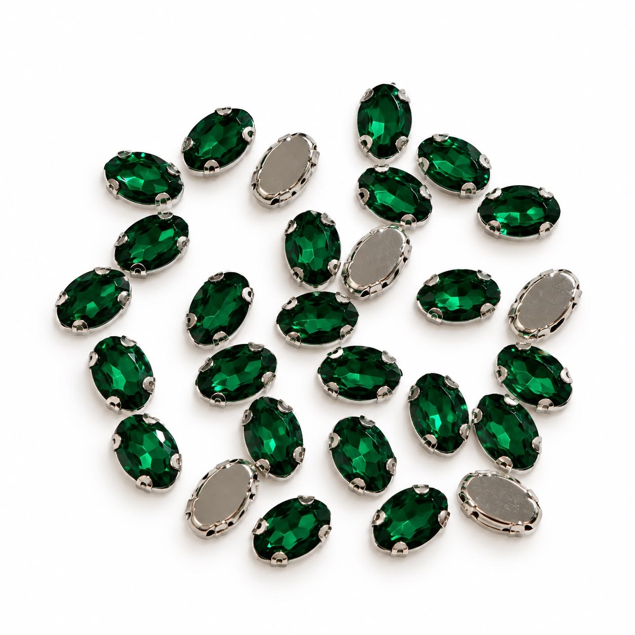 Zümrüt Yeşili Oval Dikme Taş 10 x 14 mm 100 Adet