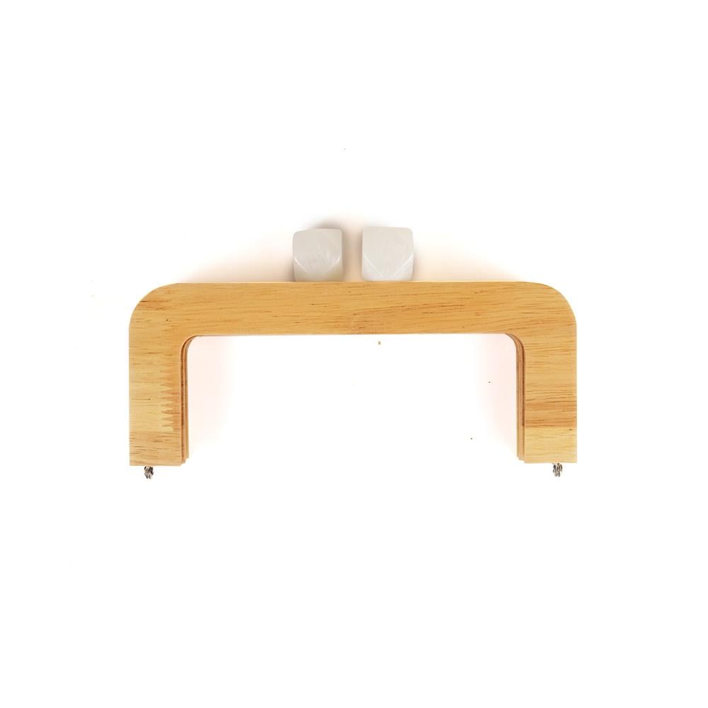 20 cm Ahşap Burs Beyaz Akrilik Boncuk Başlıklı Çanta Bursu Natural Renk