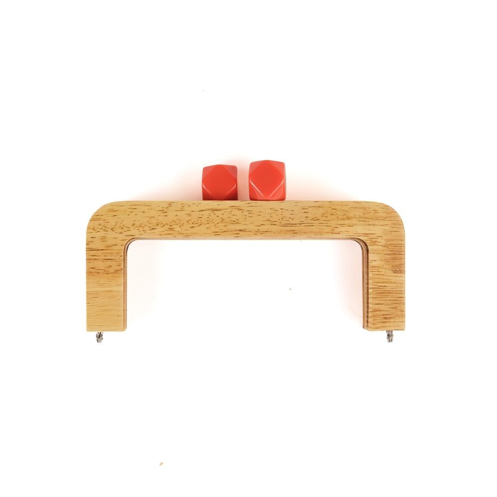 20 cm Ahşap Burs Koyu Turuncu Akrilik Boncuk Başlıklı Çanta Bursu Natural Renk