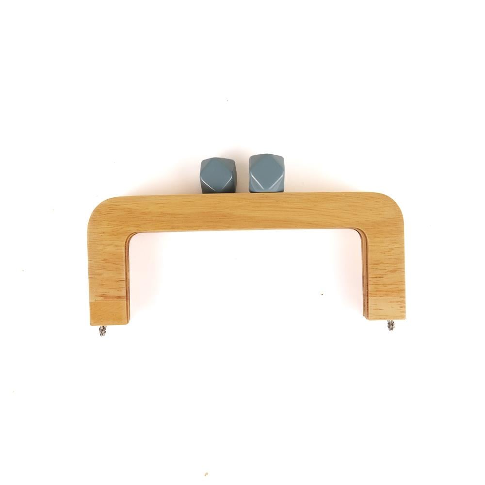 20 cm Ahşap Burs Mavi Akrilik Boncuk Başlıklı Çanta Bursu Natural Renk