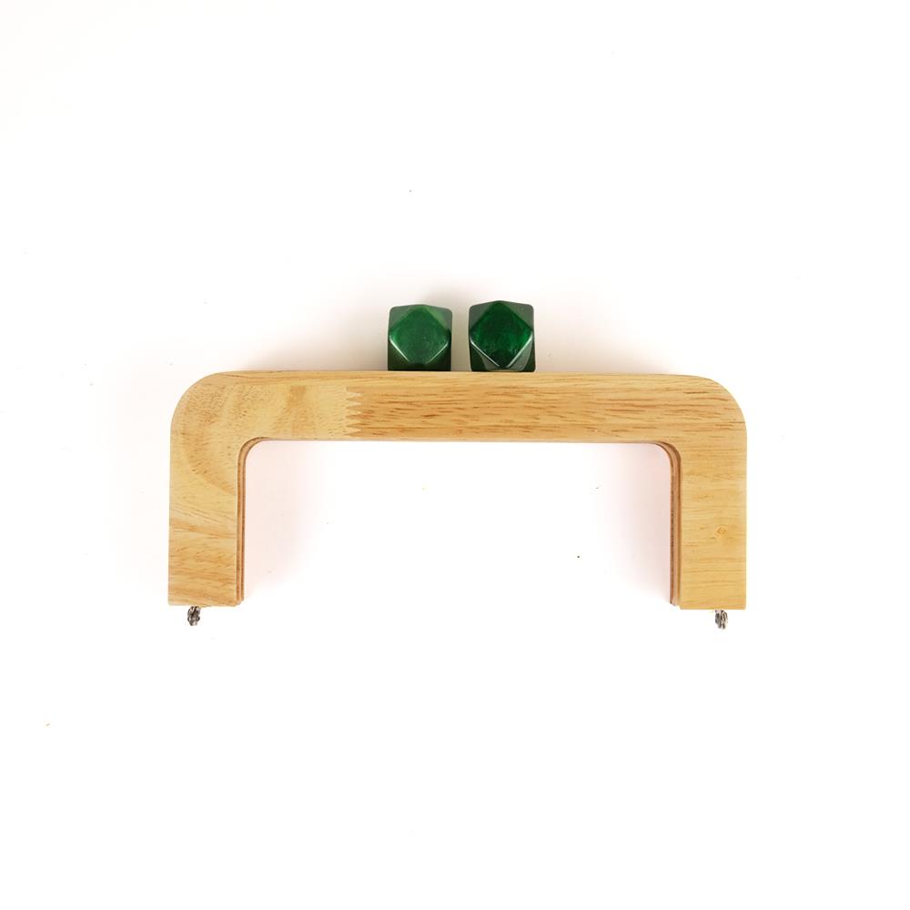 20 cm Ahşap Burs Yeşil Akrilik Boncuk Başlıklı Çanta Bursu Natural Renk