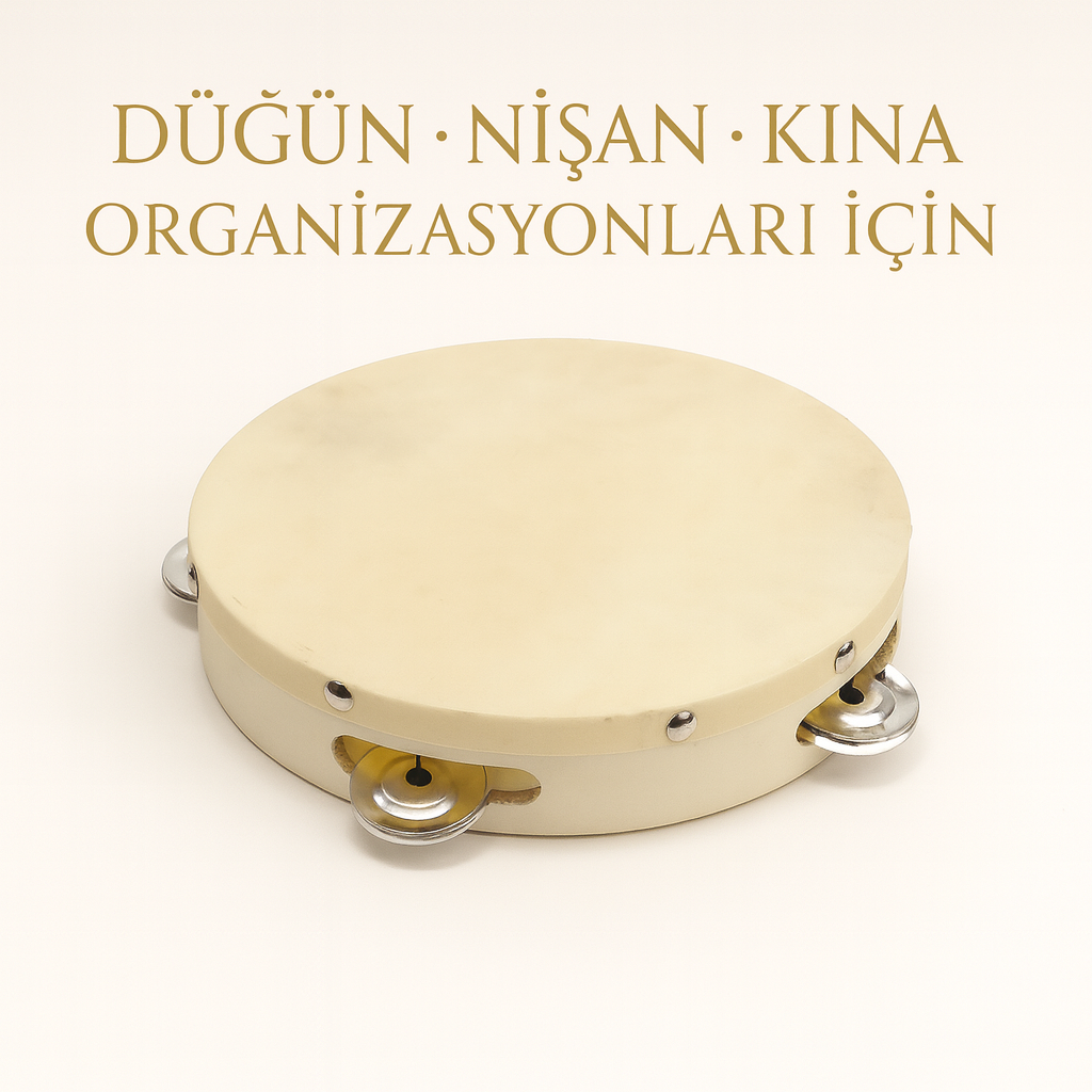 4 Zilli Deri Tef 20 Cm - Düğün Nişan Kına Organizasyonları İçin