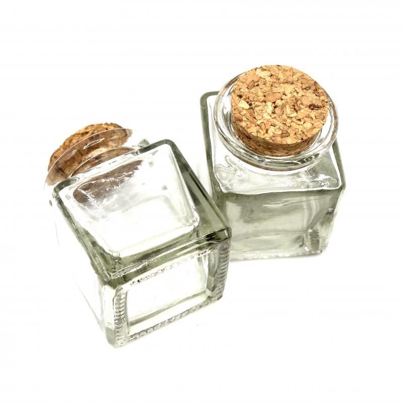 40 ml Cam Kare Kavanoz Mantar Tıpalı - 40cc Köşeli Kavanoz , Mantar Tıpalı Cam Şişe 10 Adet