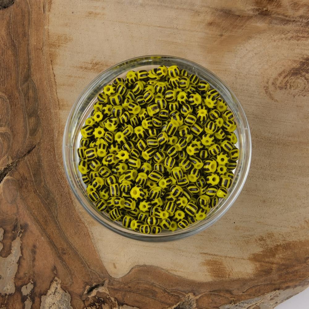 ABC Kum Boncuk Sarı Siyah Çizgili  4 mm 500 Gram 6/0 - 75