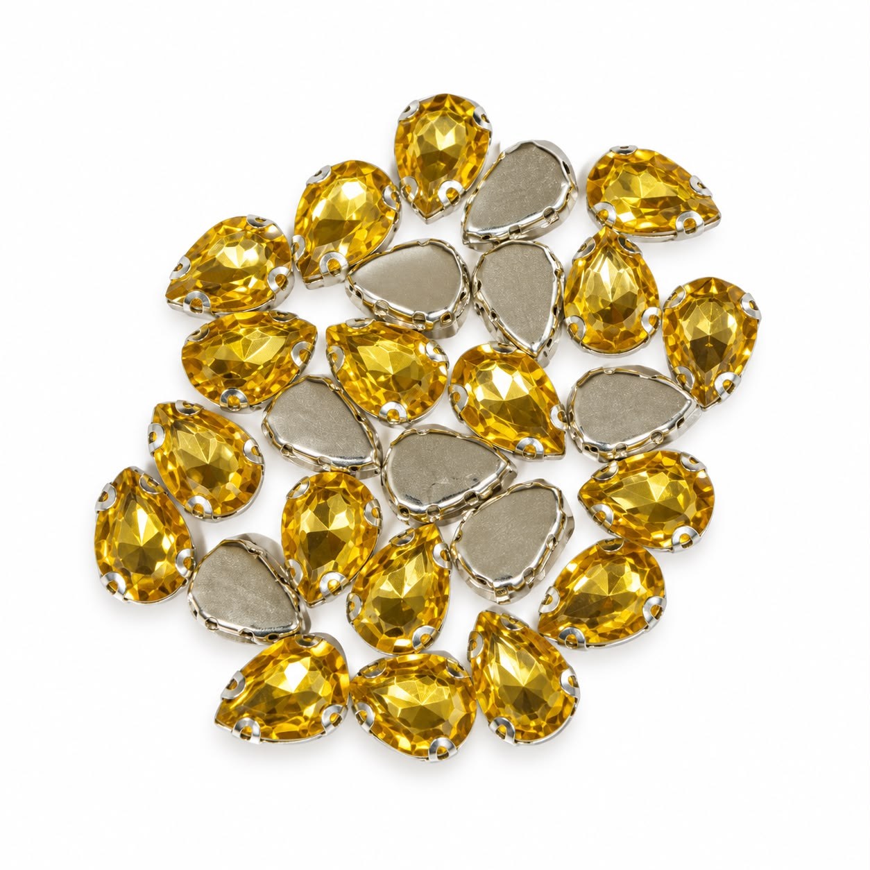 Açık Altın  Damla Dikme Taş 10 x 14 mm 100 Adet