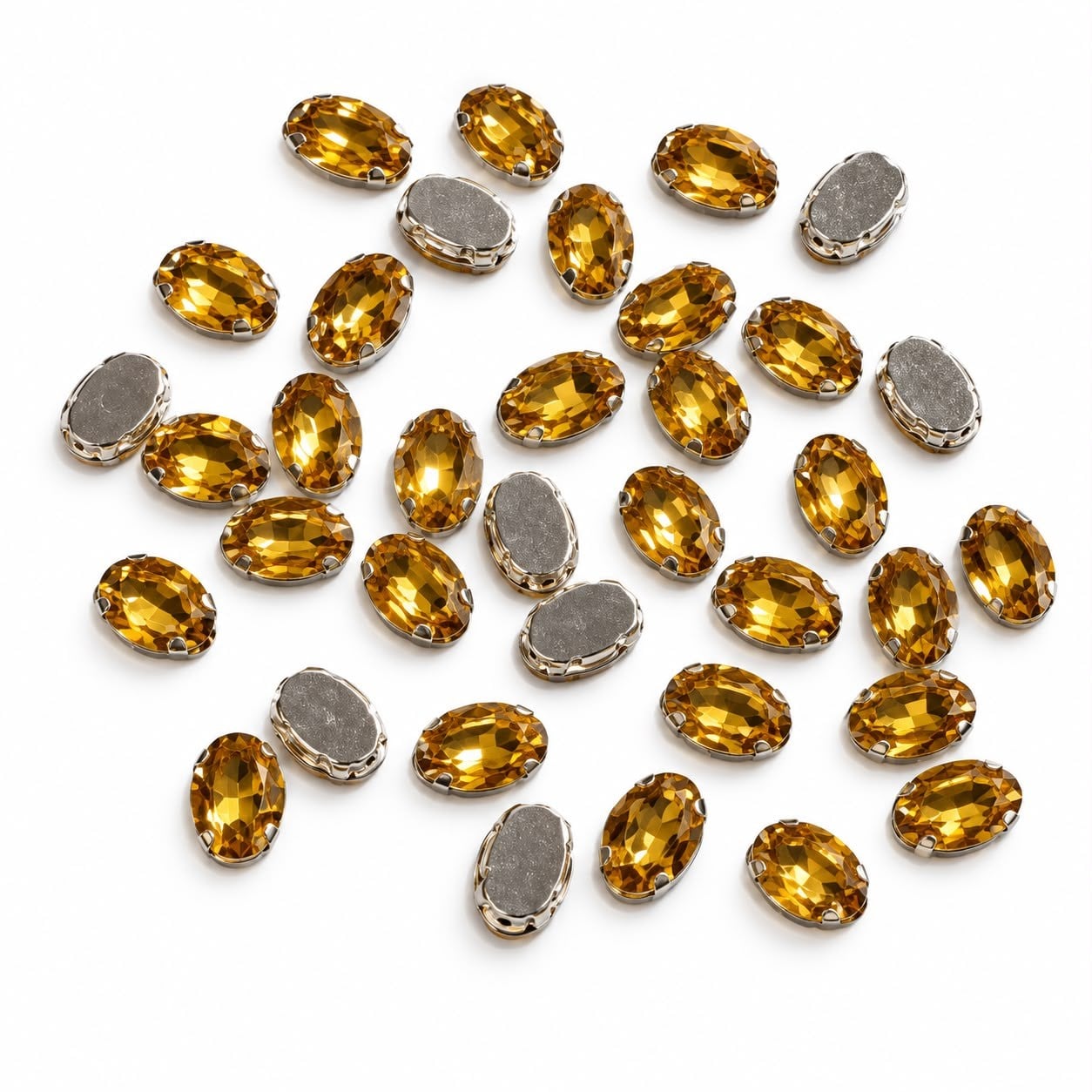 Açık Altın Oval Dikme Taş 10 × 14 mm – 100 Adet