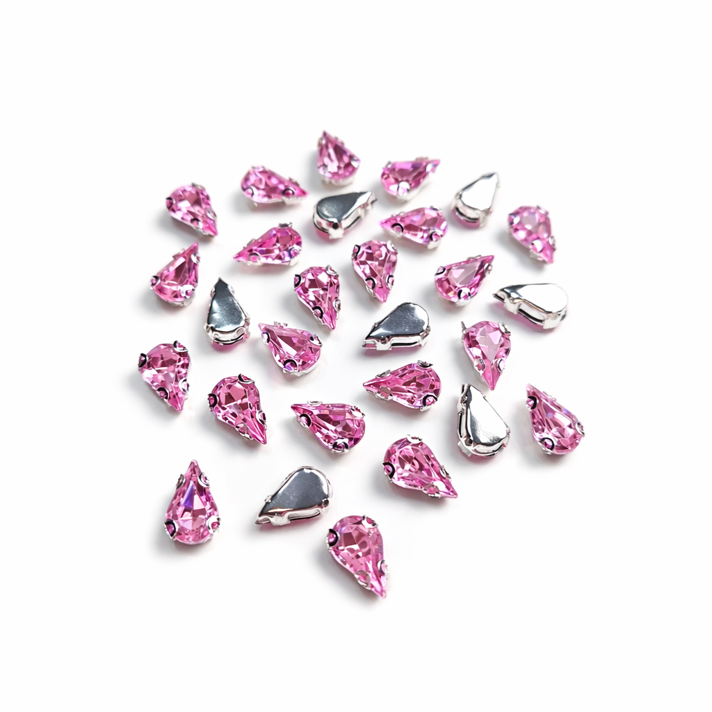 Açık Pembe Renk Armut Kasalı Dikme Taş 10 × 14 mm – 100 Adet