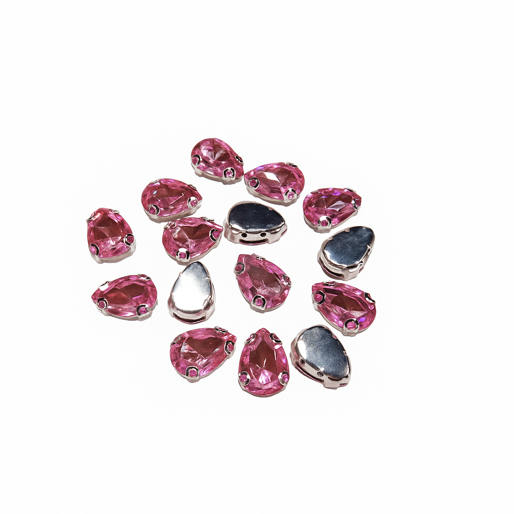 Açık Pembe Renk Damla Dikme Taş 10 x 14 mm 100 Adet