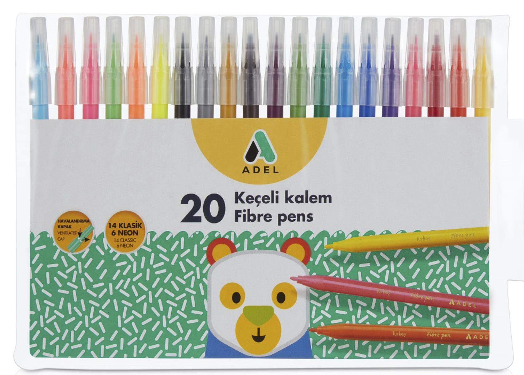 Adel Keçeli Kalem Karışık 20 Renk