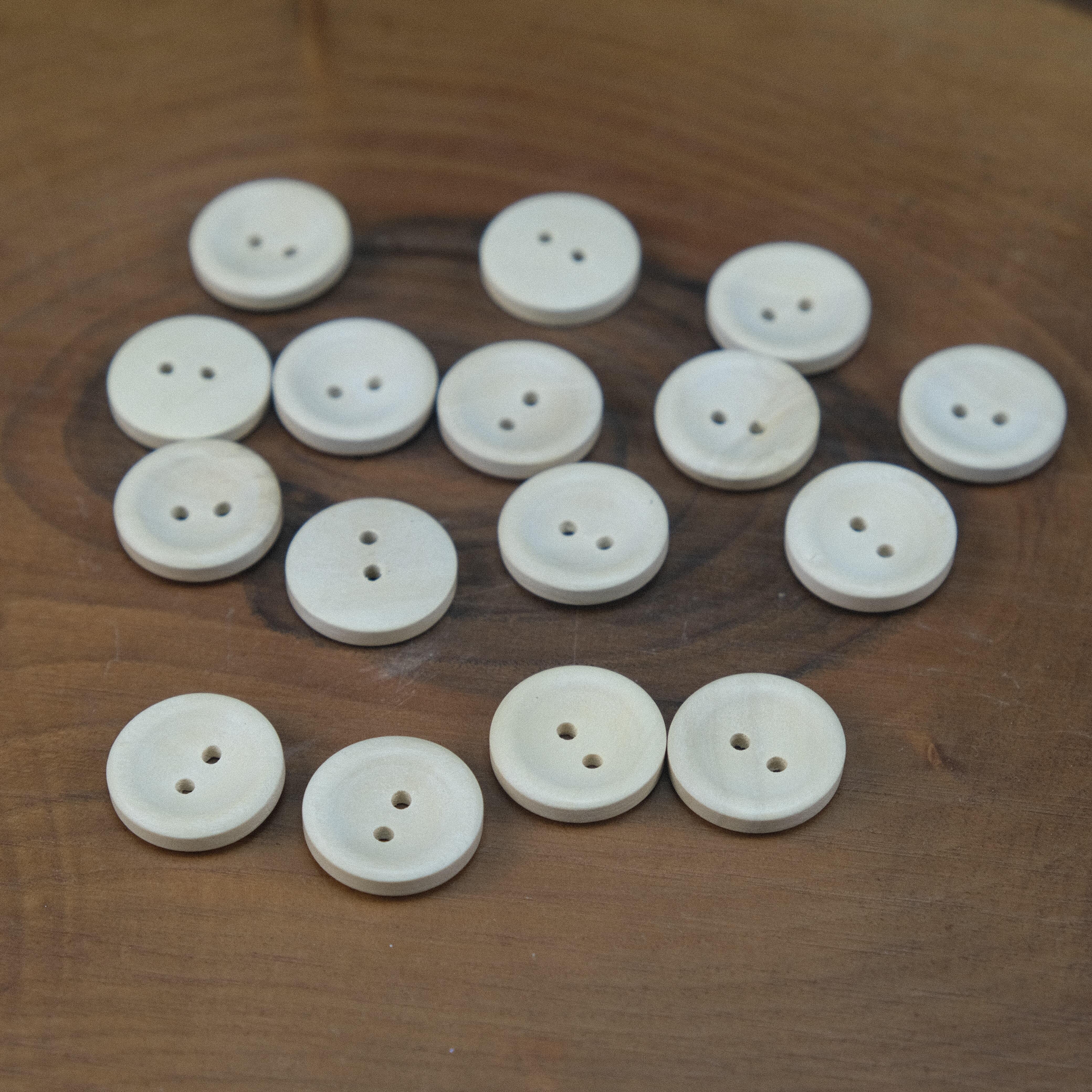 Ahşap Yuvarlak Düğme 22 mm 10 Adet Natural Verniksiz Dekoratif Düğme