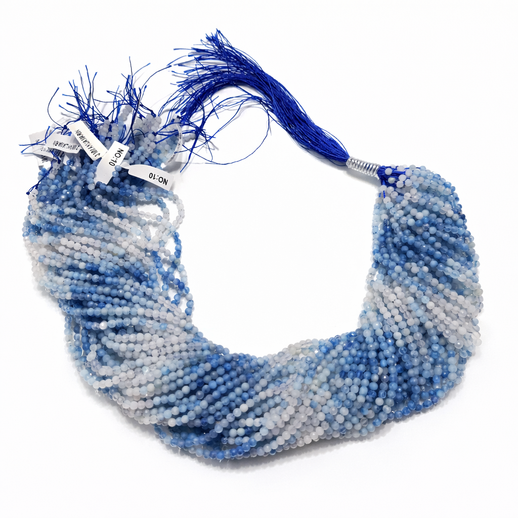 Akuamarin Doğaltaş Boncuk Dizisi 3 mm  Buz Mavisi Tonlar  Takı Yapım Malzemesi