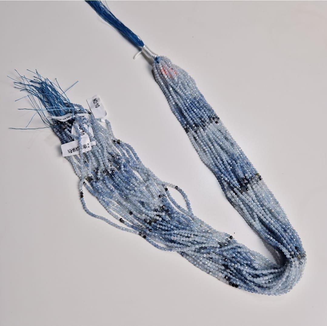 Akuamarin Fasetli Doğaltaş Boncuk Dizisi 2 mm Buz Mavisi Tonlar Takı Yapım Malzemesi