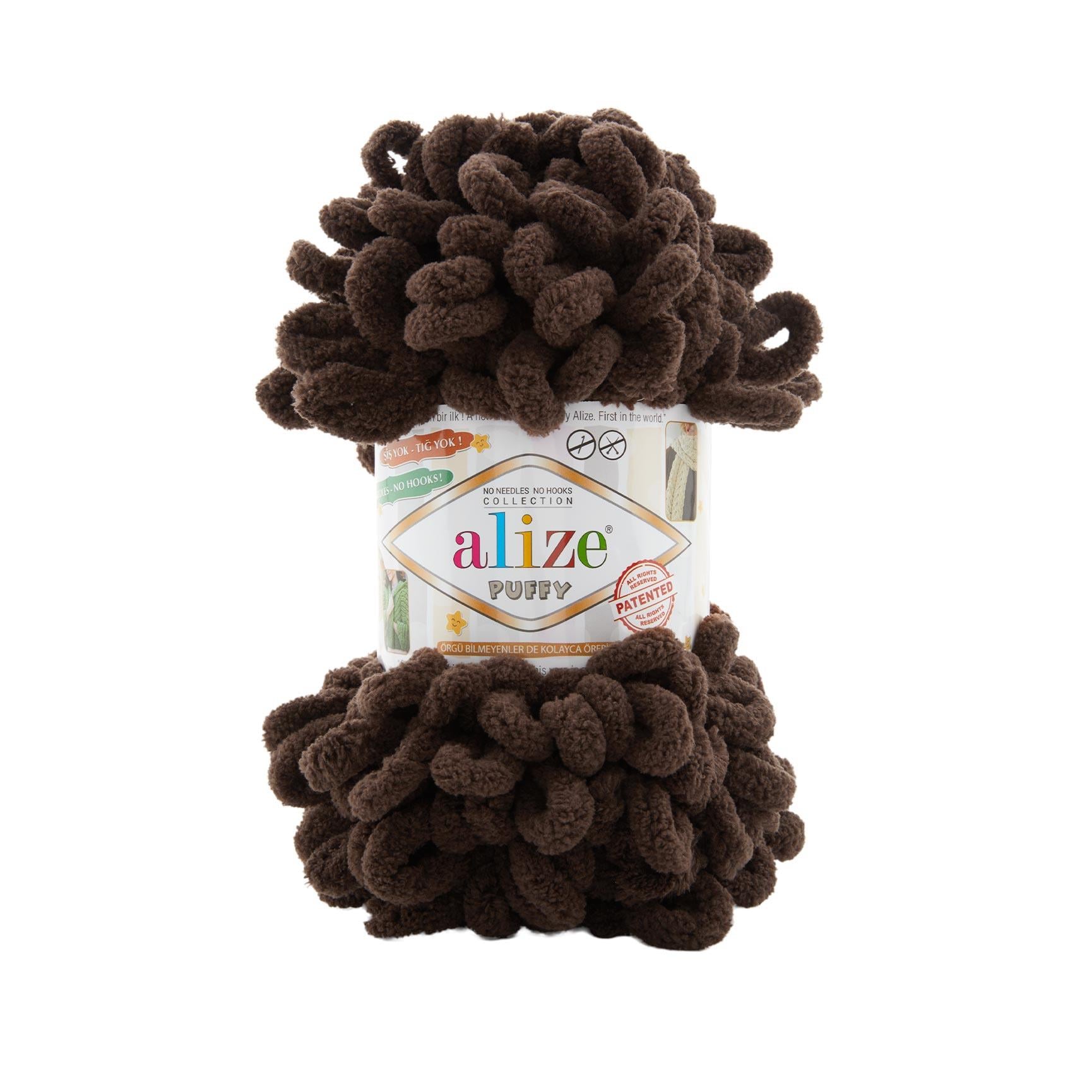 Alize Puffy 26 Kahverengi Şişsiz El Örgü Battaniye İpi