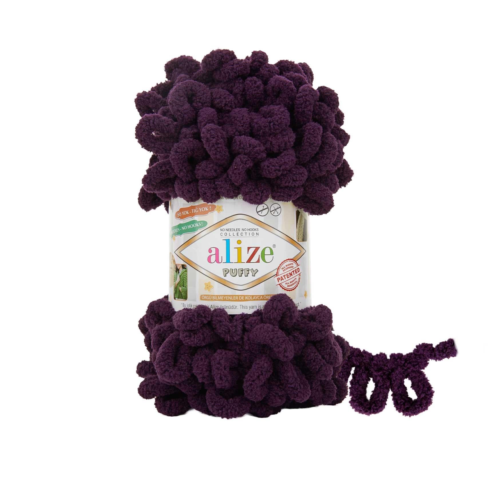 Alize Puffy 986 Mürdüm Şişsiz El Örgü Battaniye İpi
