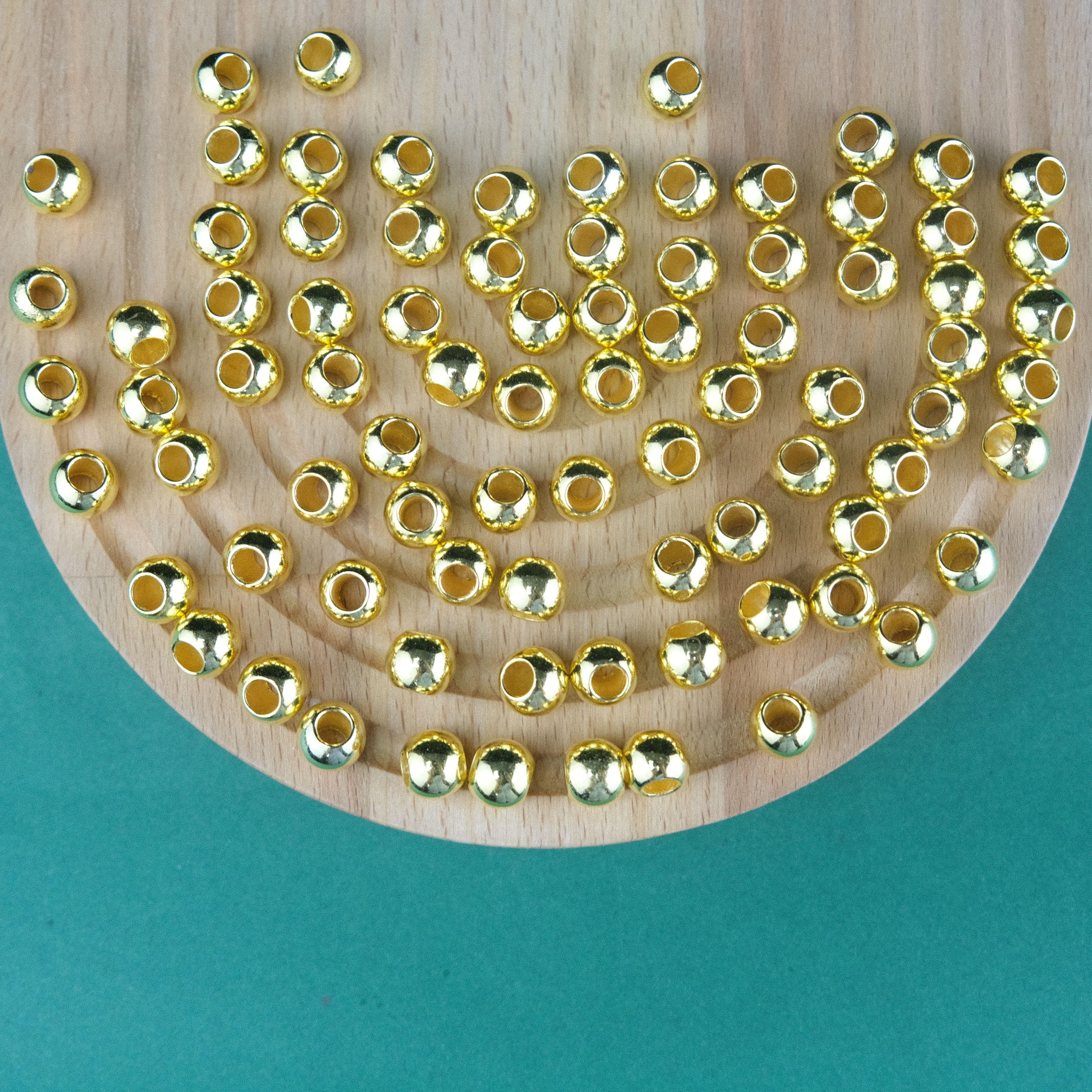 Altın Renk Plastik İnci Çanta ve Takı Yapım Boncuğu 10 mm Büyük Delikli  (500gr , ~1350 Adet)