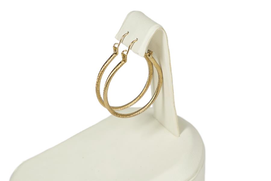 Altın Sarısı Halka Küpe Çifti Burgu Desenli 32 mm