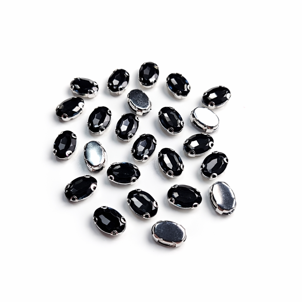 Antrasit Renk Oval Dikme Taş 10 x 14 mm 100 Adet