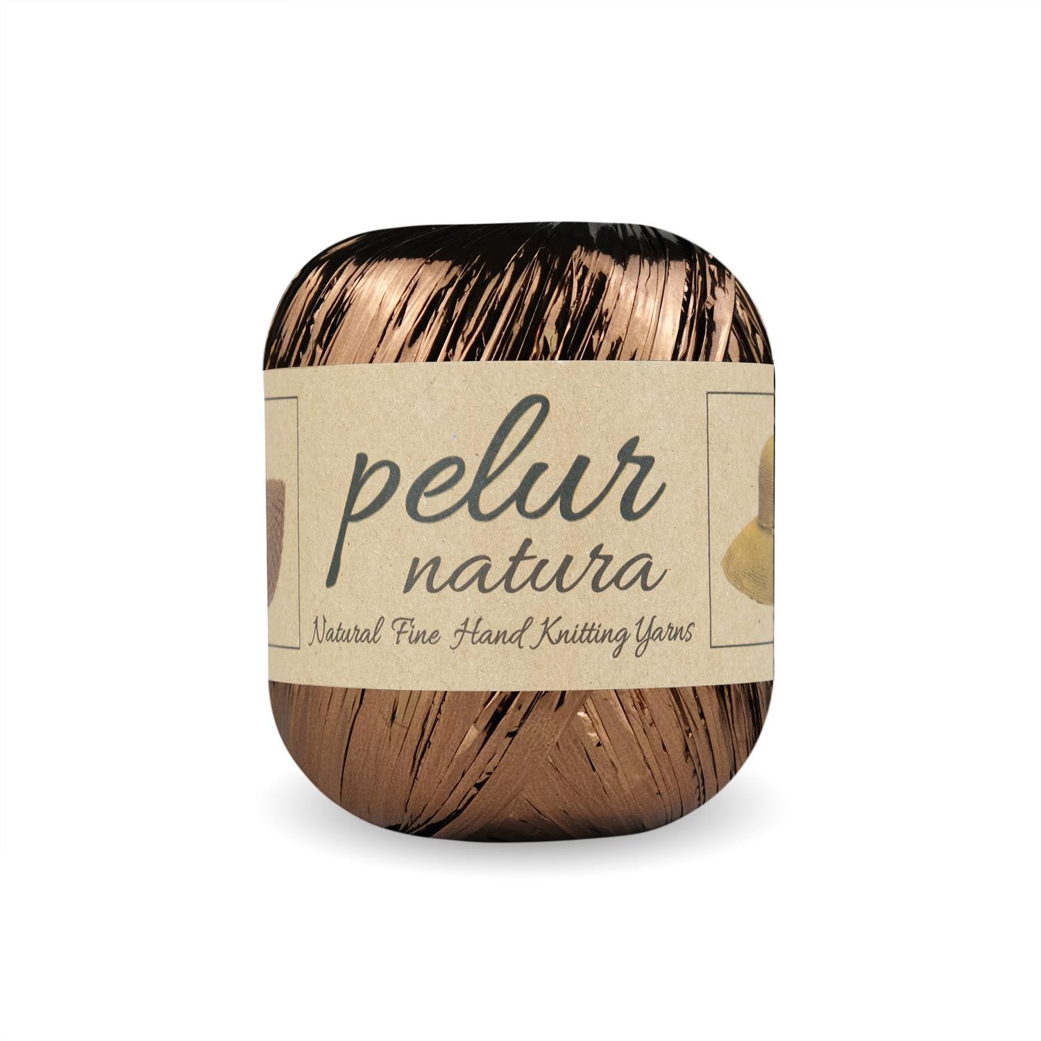 Aren Metalik Rafya Çanta ve Hobi Örgü İpi Kahverengi